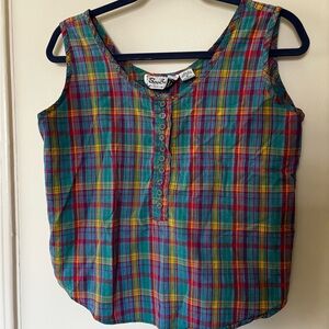 Vintage Plaid Tank Top 100% cotton